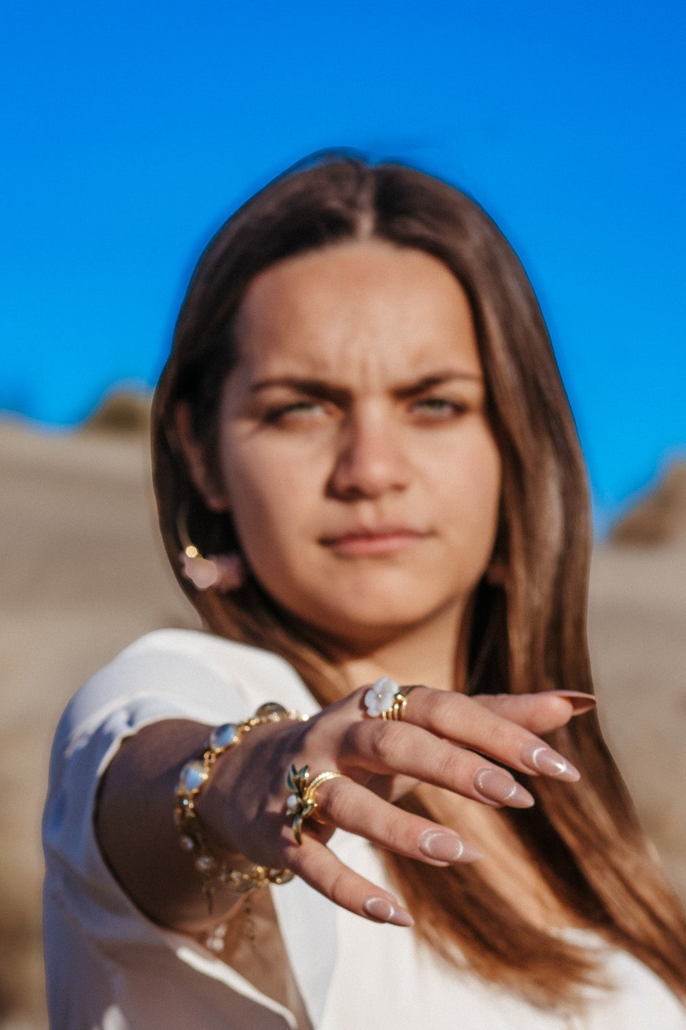 Bague VAHINE Nacre Pierre Naturelle Ajustable | Or et Ame Bijoux