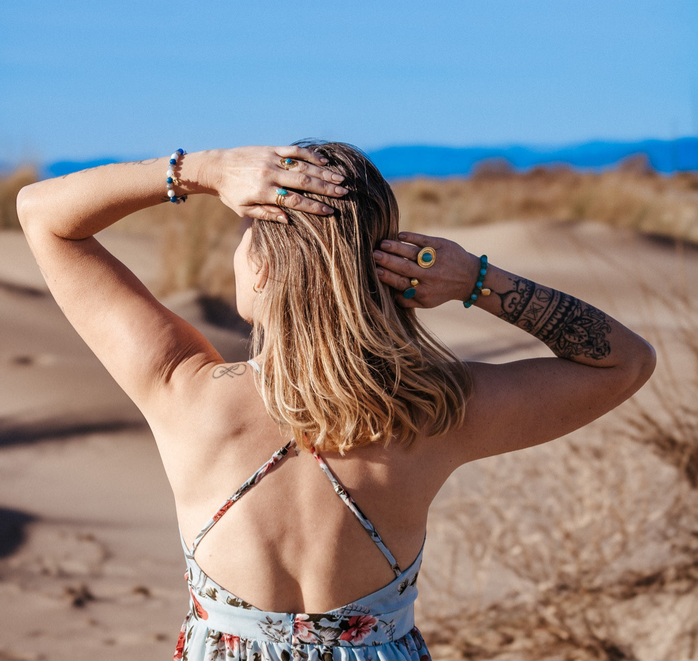 Bague STELLA  Amazonite Pierre Naturelle Martelée | Or et Ame Bijouxoui