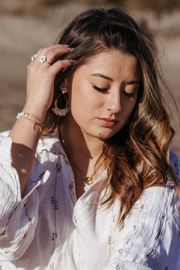 ague ajustable acier inoxydable et nacre naturelle
