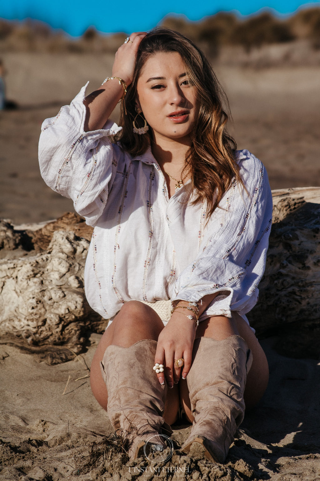 Bague ZEPHIRA Multi-Rangs Quartz Rose Pierre de Lune Acier Inoxydable Doré | Or et Âme Bijoux