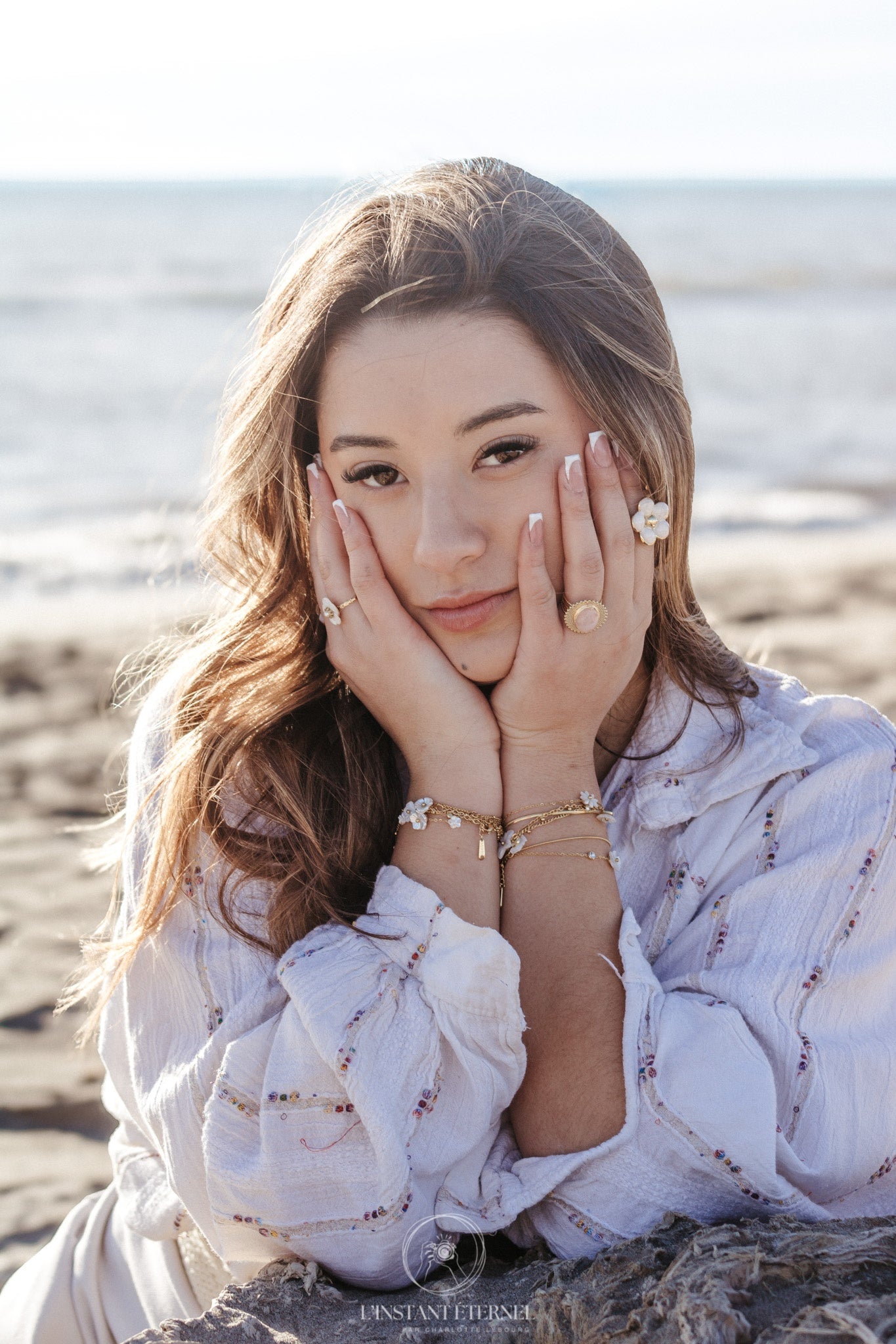 Bague Coralie  Fleur Émail Coloré Ajustable | Or et Ame Bijoux