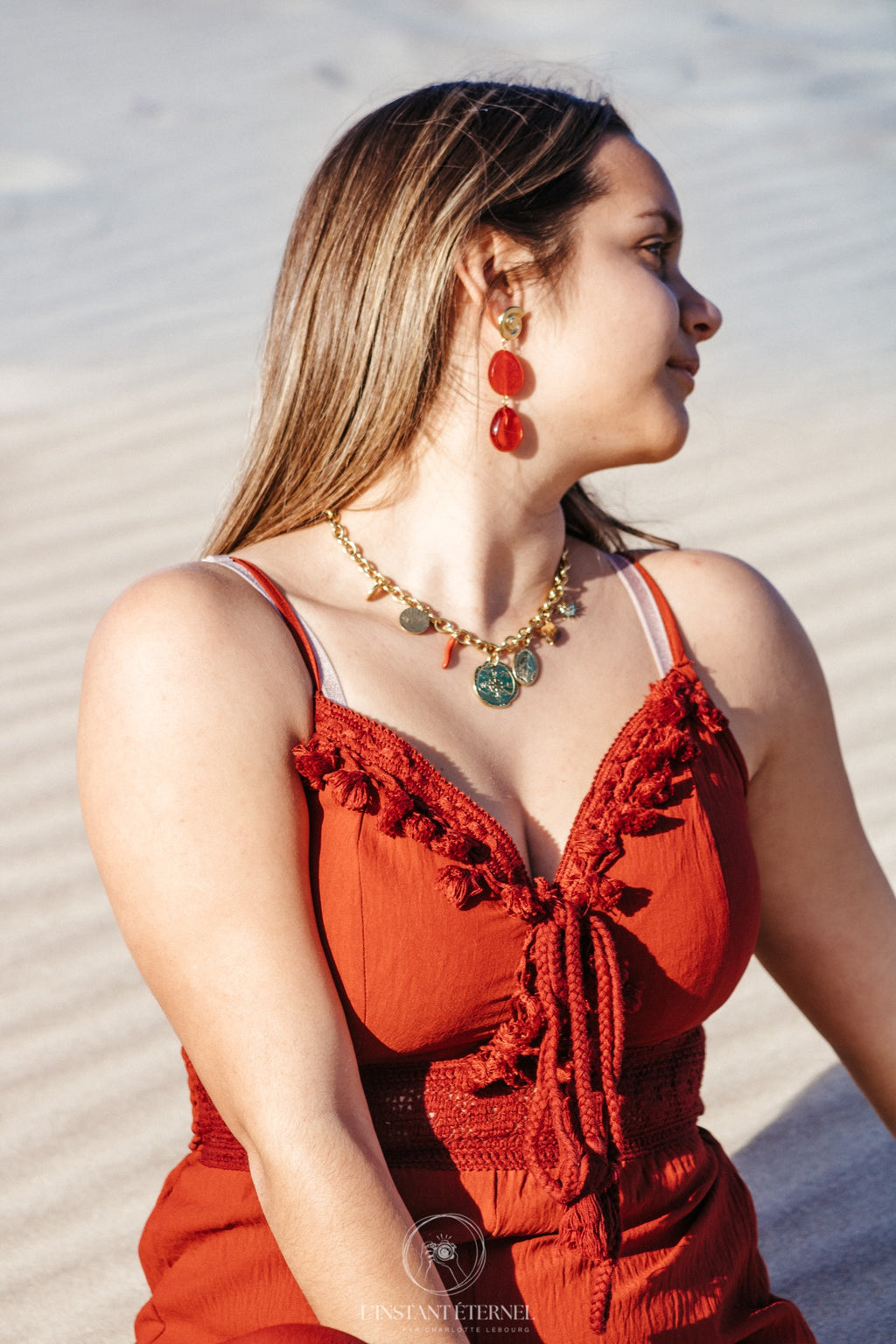 Collier Lizi 7 Pendentifs Grosse Chaîne Acier | Or et Ame Bijoux