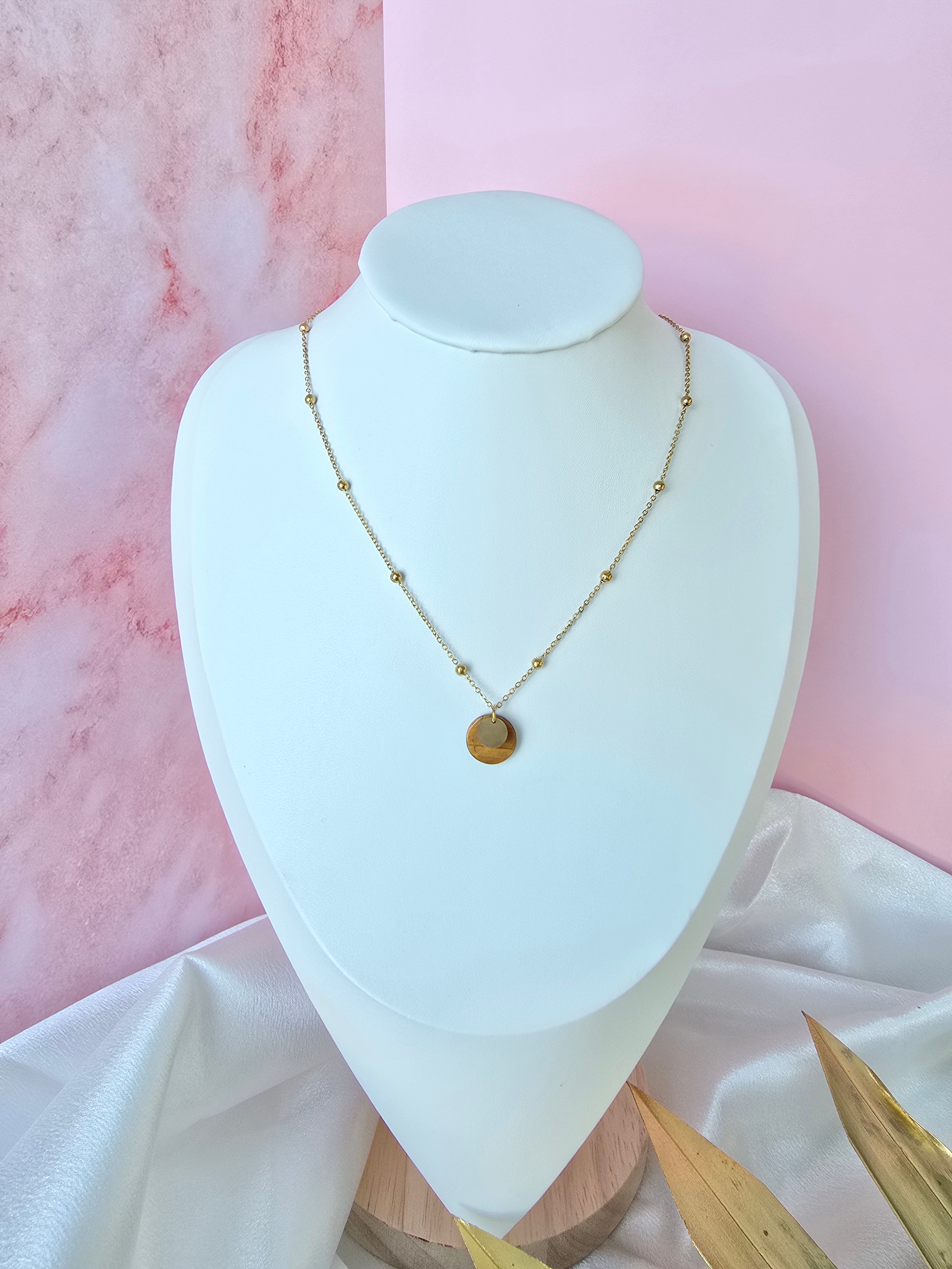 Collier Gaîa  Œil de Tigre Tourmaline Noire | Or et Ame Bijoux