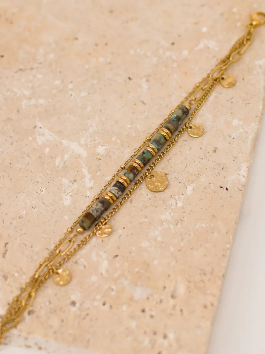 Bracelet Lia – Acier Doré & Pierre Naturelle