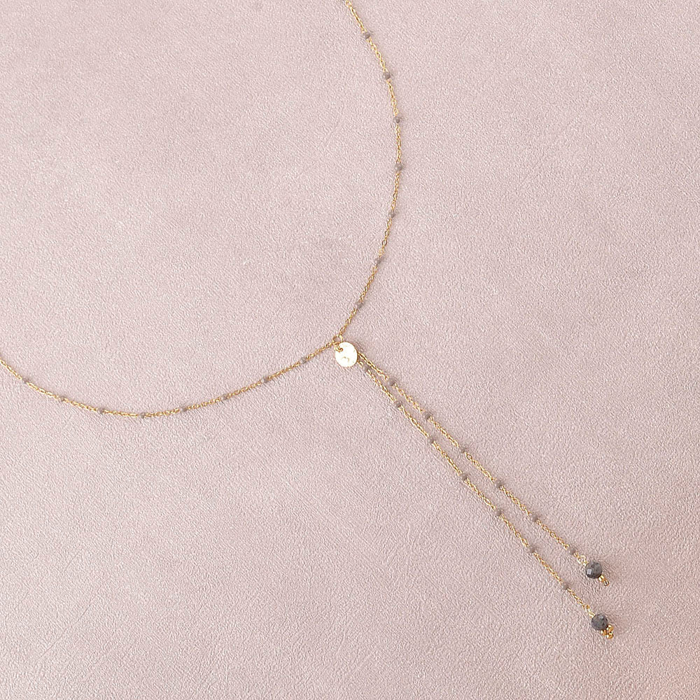 Collier Linda – Chaîne en Y Émaillée & Pierres Naturelles