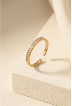 LISA – Bague alliance ajustable dorée et zirconiums