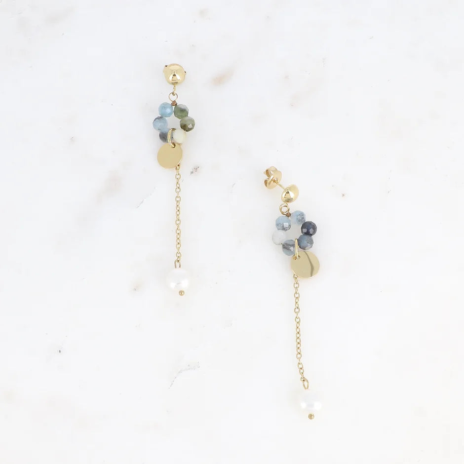 Boucles d'Oreilles Lorine – Anneau Pierres Naturelles & Perle