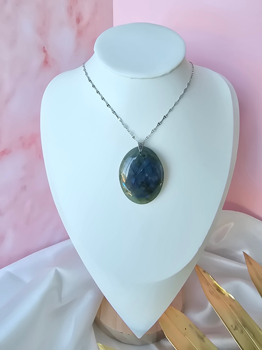 Collier labradorite ovale