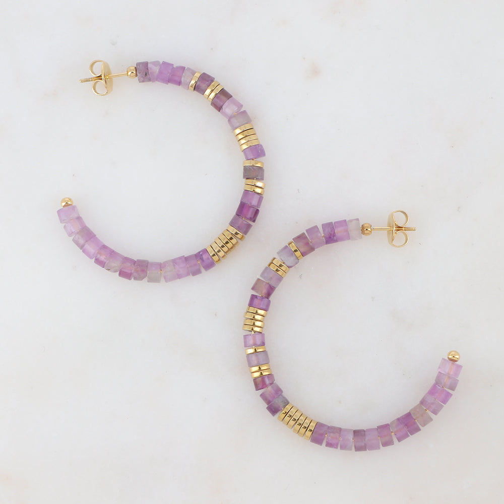 Boucles d'oreilles Créoles Amalia – Pierres Naturelles