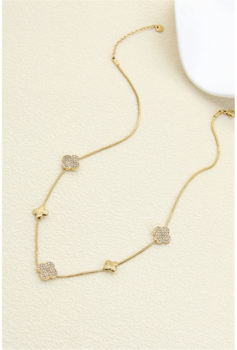 Collier MILA— Trèfles Pavés Dorés