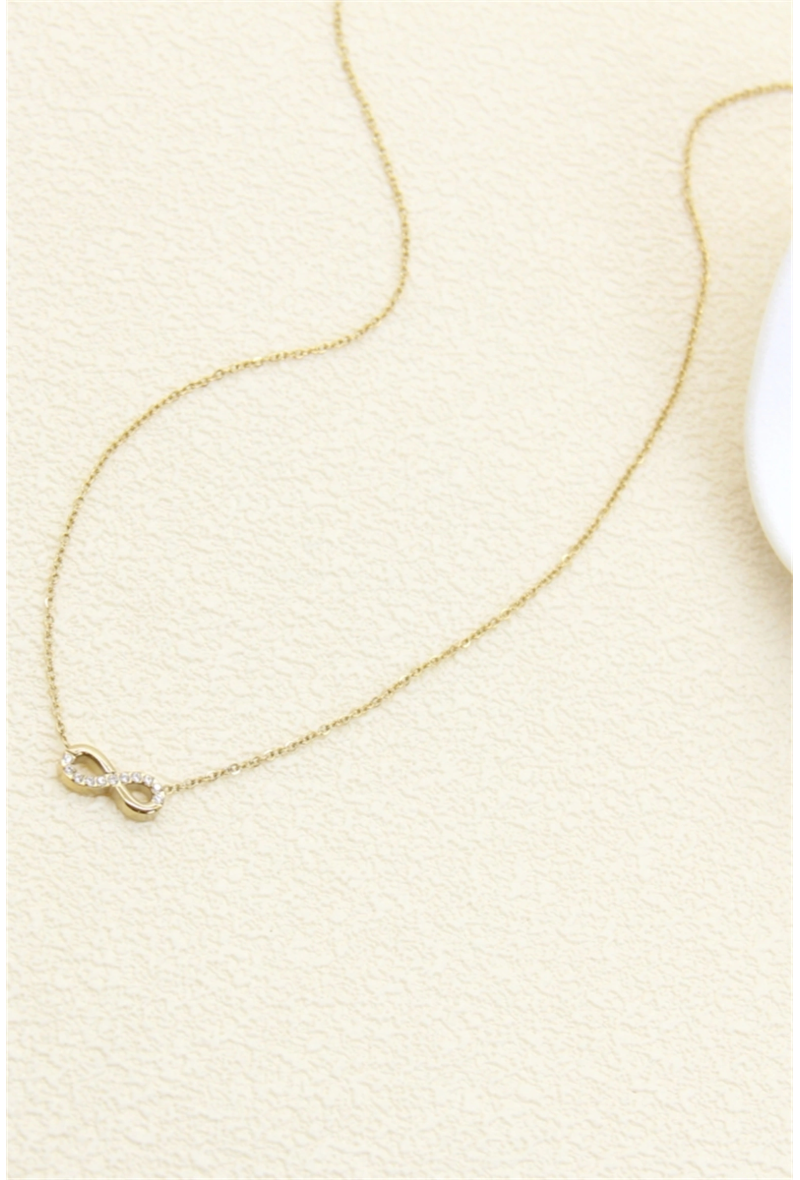 Collier Rachel — Symbole Infini Pavé Strass • Acier Inoxydable Doré