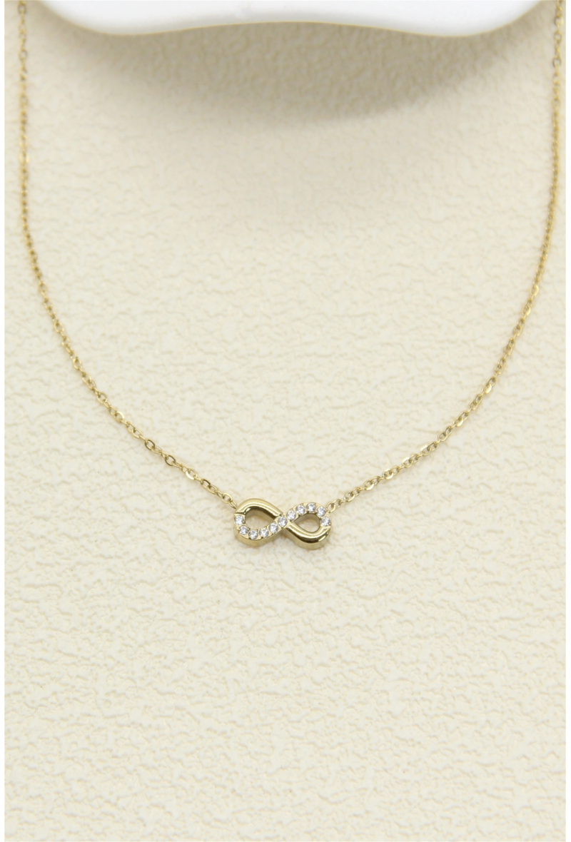 Collier Rachel — Symbole Infini Pavé Strass • Acier Inoxydable Doré