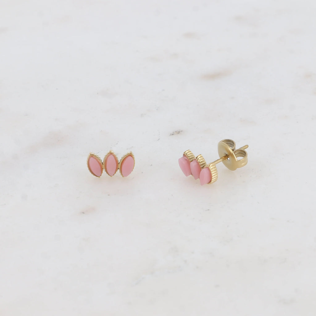 Boucles d'oreilles Romane – Rhodonite, Lapis Lazuli ou Howlite | Acier Doré