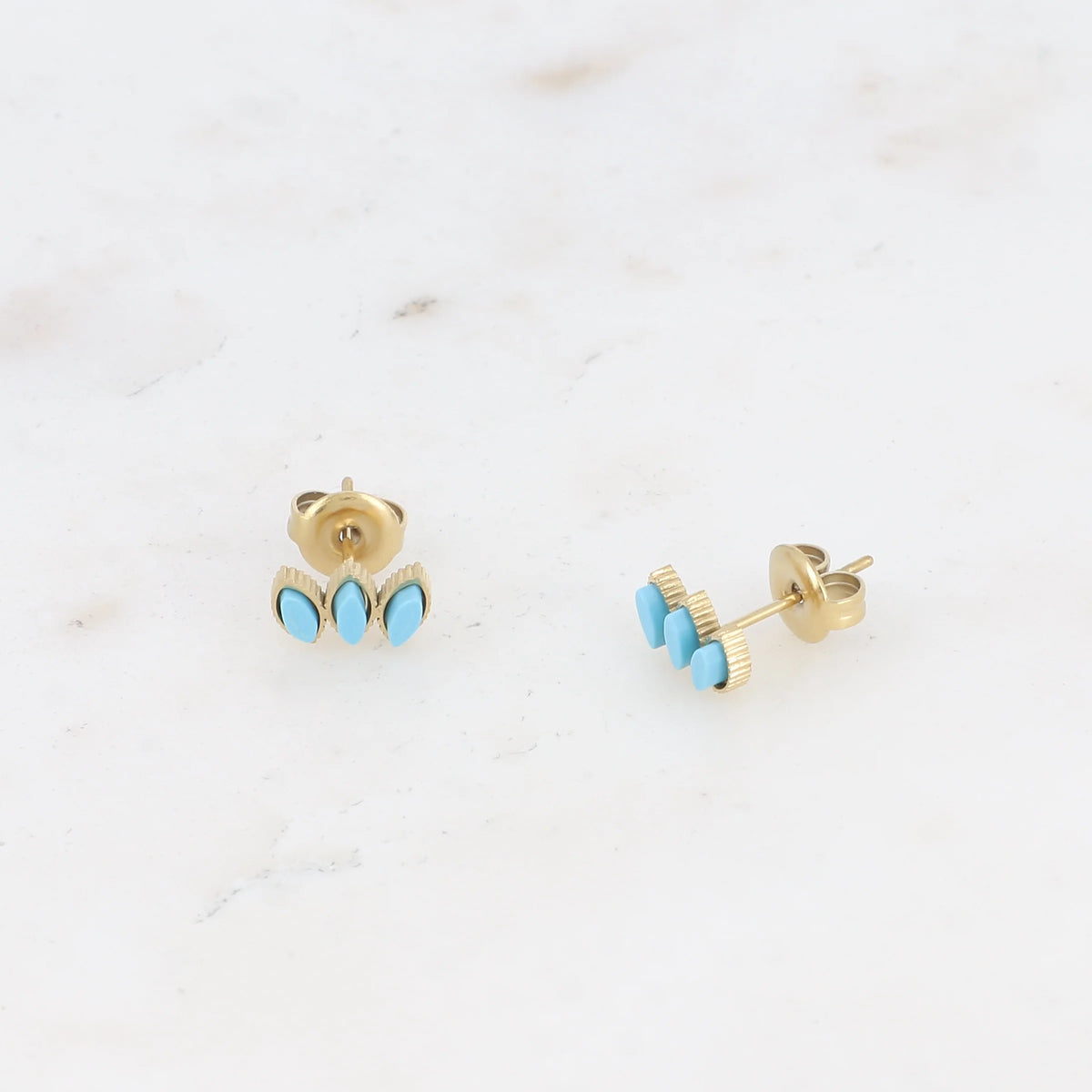 Boucles d'oreilles Romane – Rhodonite, Lapis Lazuli ou Howlite | Acier Doré