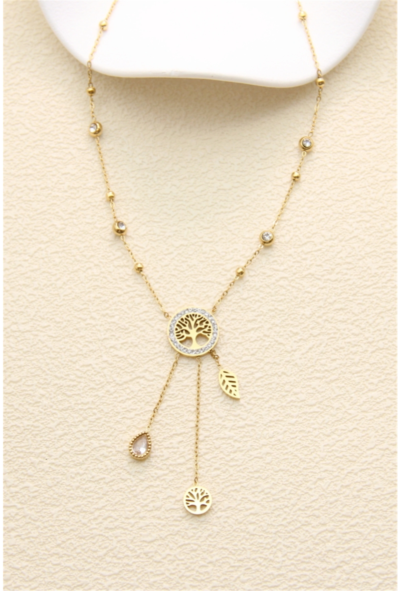 Collier Rosa — Arbre de Vie Doré & Pendentifs Cascade