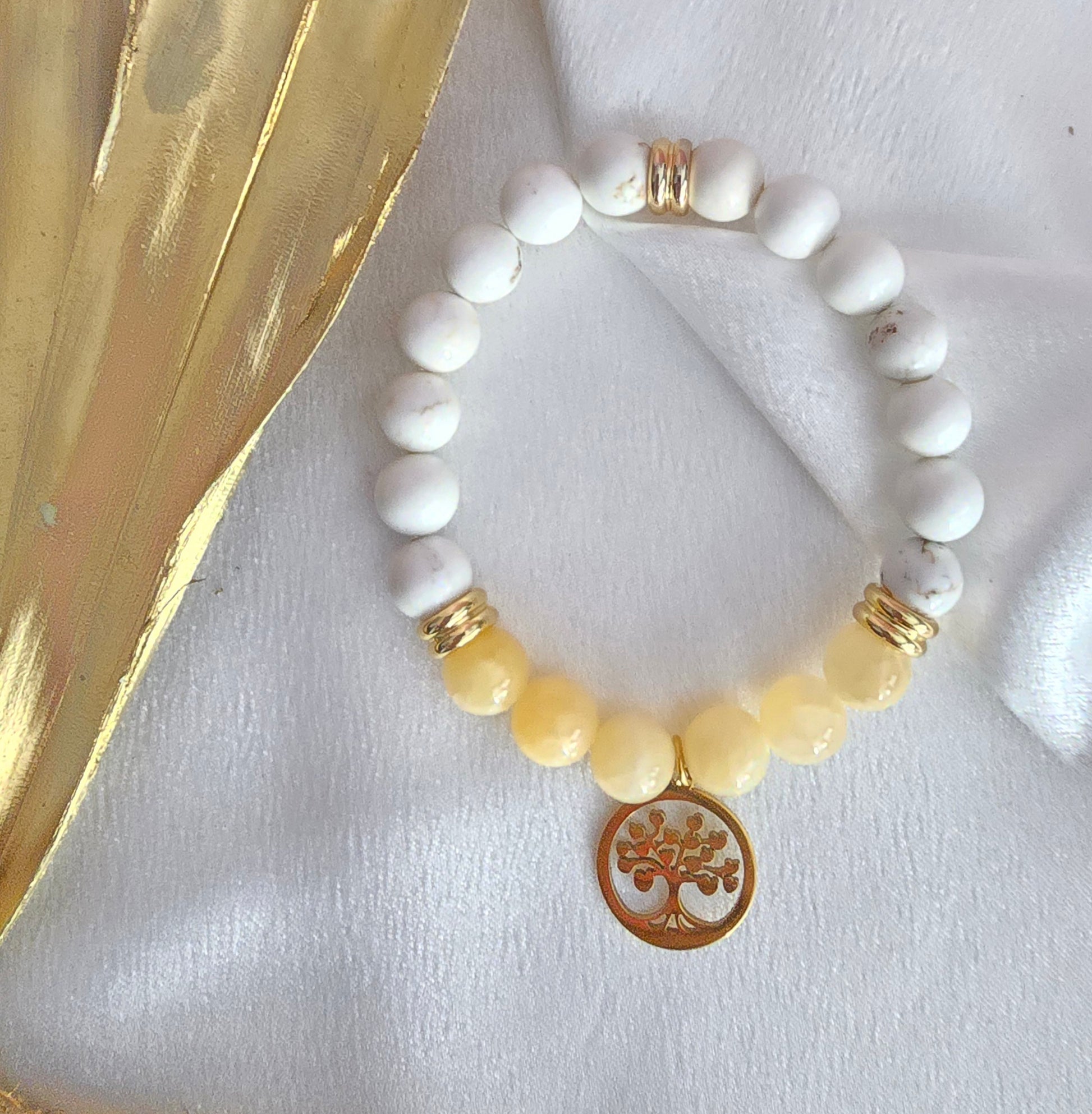 Bracelet Rayon de paix : Magnésite et calcite jaune