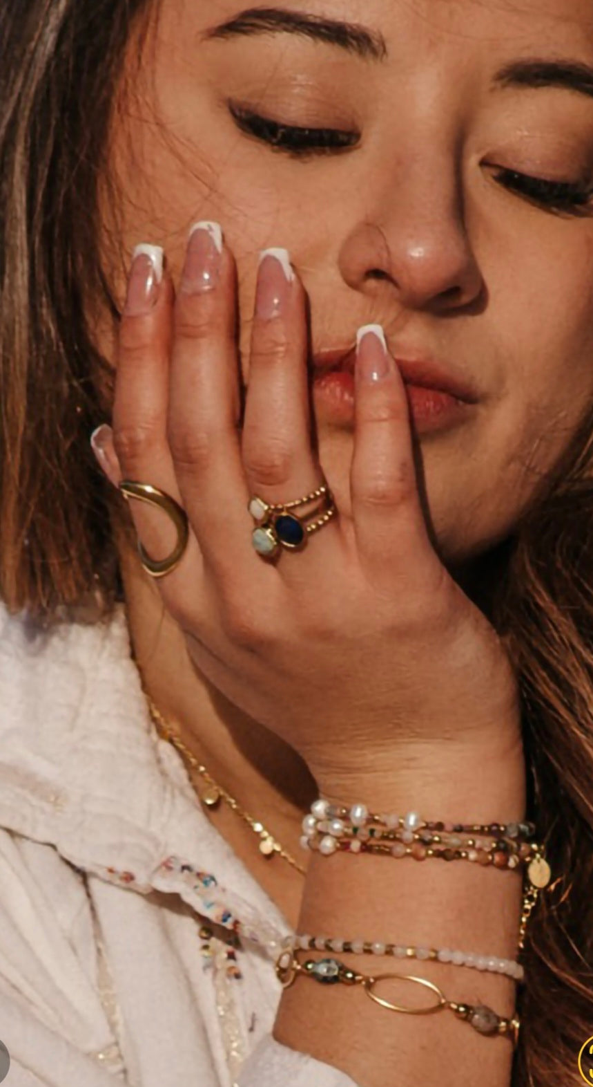 Bague PRISCILLIA Pierres Naturelles Ajustable nacre pierre naturelles