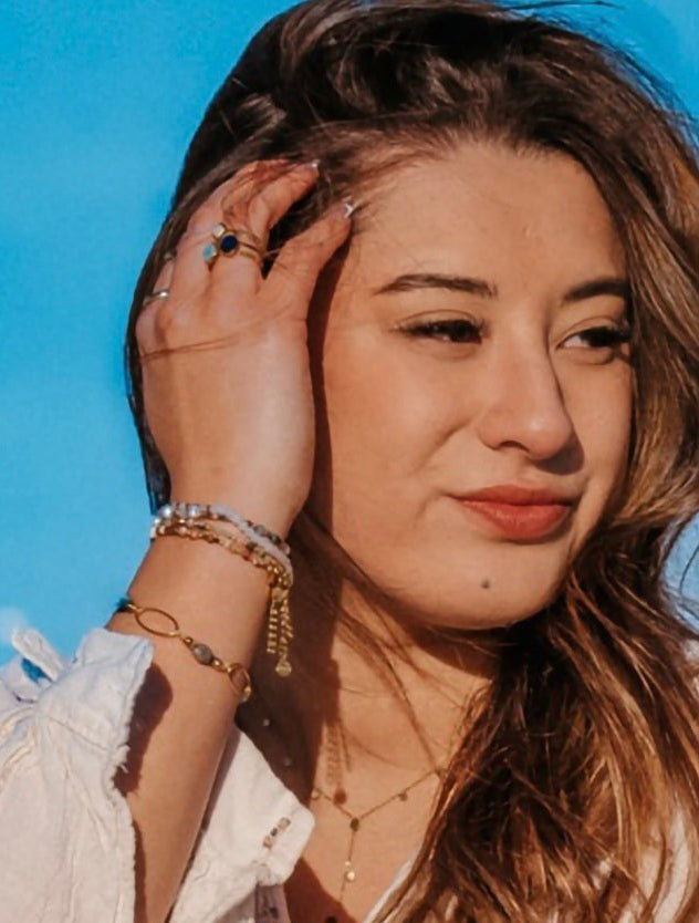 Bracelet LOU Pierres Naturelles Acier Inoxydable Doré | Or et Ame Bijoux