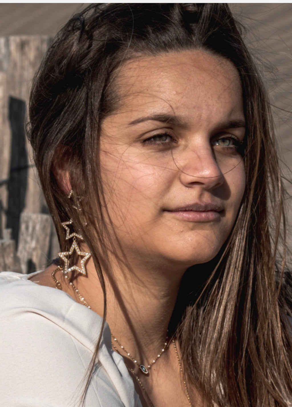  "Boucles d'Oreilles THAIS Étoiles Strass • Acier Inoxydable Doré • Brillantes"