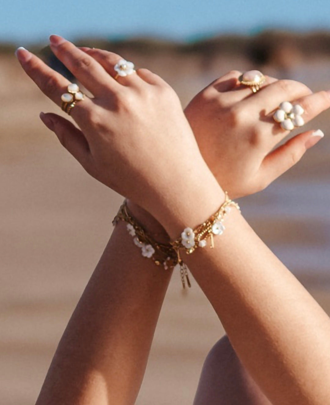 Bague Coralie  Fleur Émail Coloré Ajustable | Or et Ame Bijoux