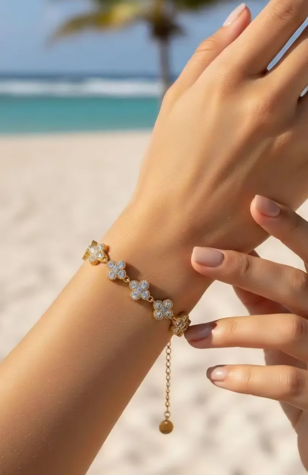 Bracelet  PALAS Trèfle Porte-Bonheur - Acier Inoxydable & Cristaux