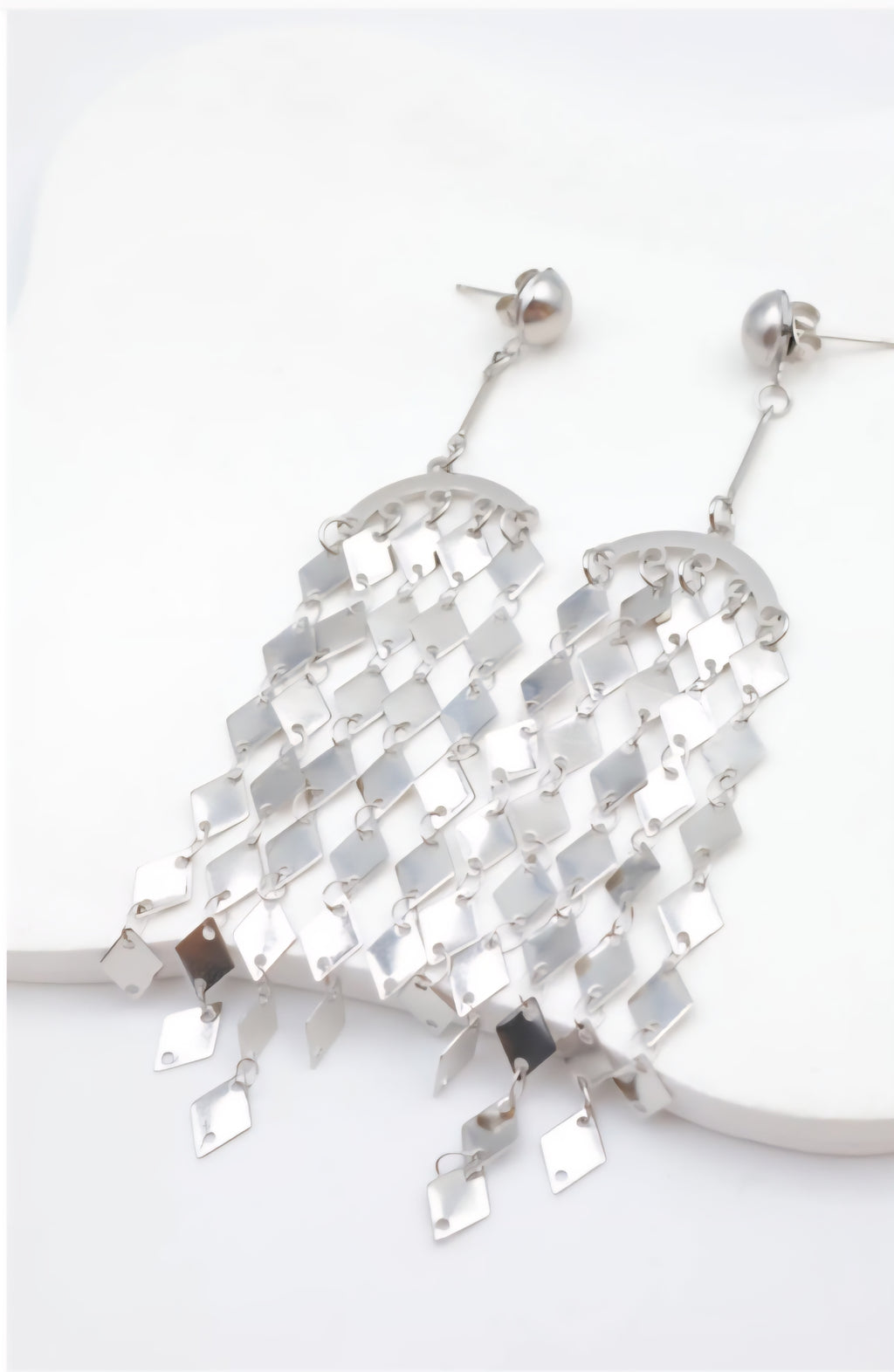 Boucles d'Oreilles DINA Cascade - Losanges Dorés & Argentés