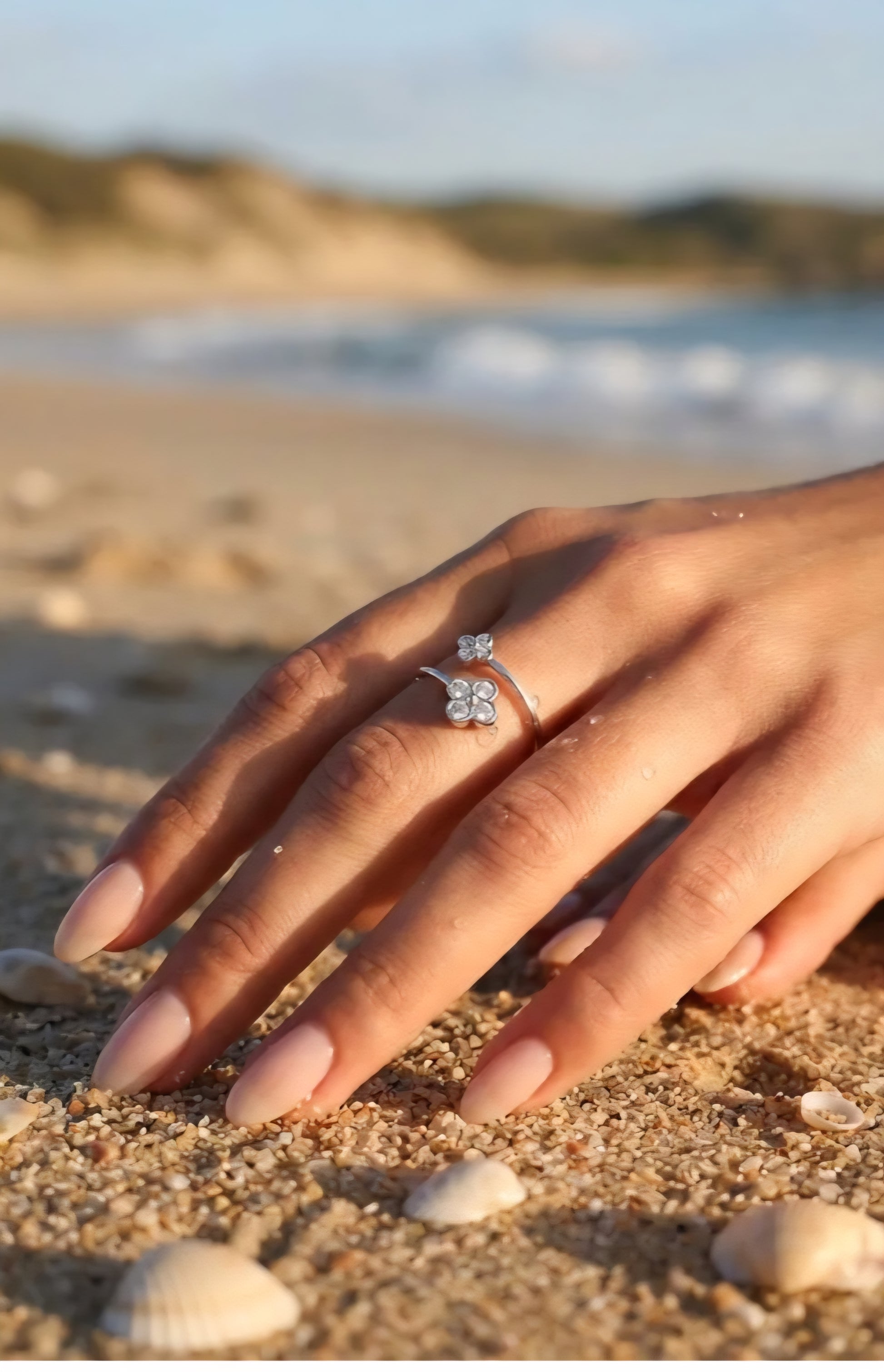 Bague Palas - Trèfle Ouvert Acier Inoxydable & Cristaux