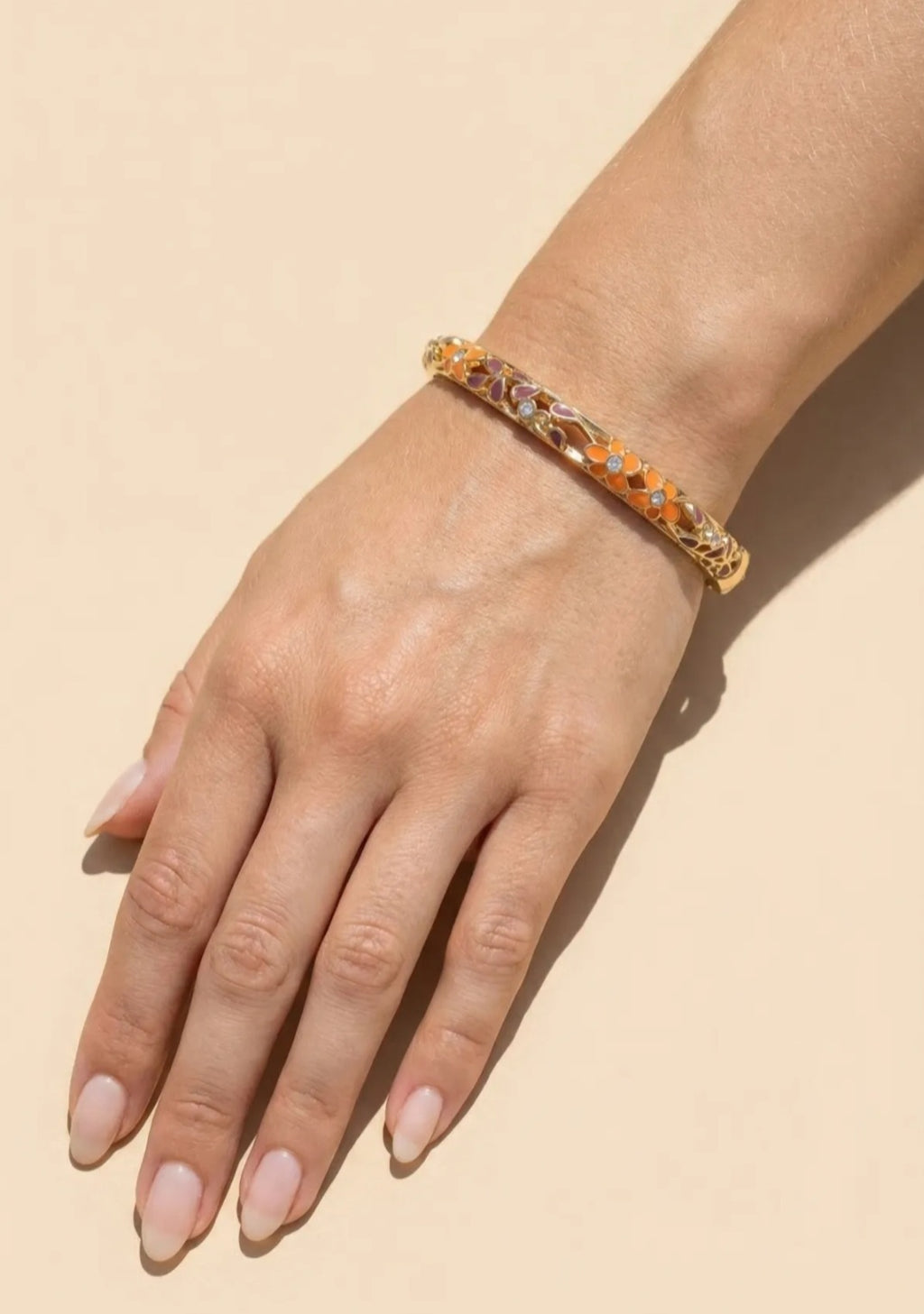 Bracelet Diana, Jonc Fleuri Strass Doré –  Couleurs au Choix | Or et Âme Bijoux