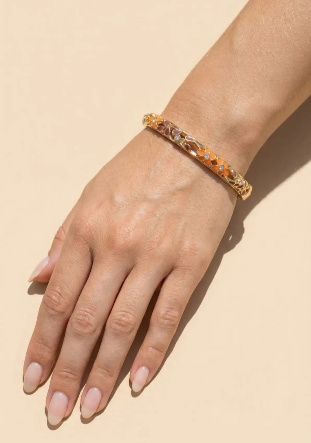 Bracelet Diana, Jonc Fleuri Strass Doré –  Couleurs au Choix | Or et Âme Bijoux