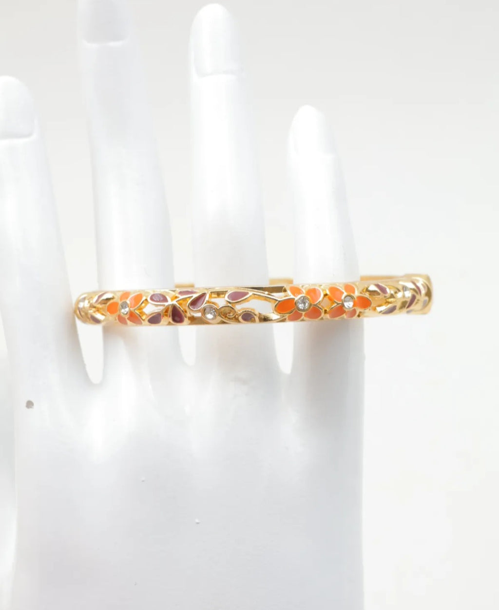 Bracelet Diana, Jonc Fleuri Strass Doré –  Couleurs au Choix | Or et Âme Bijoux