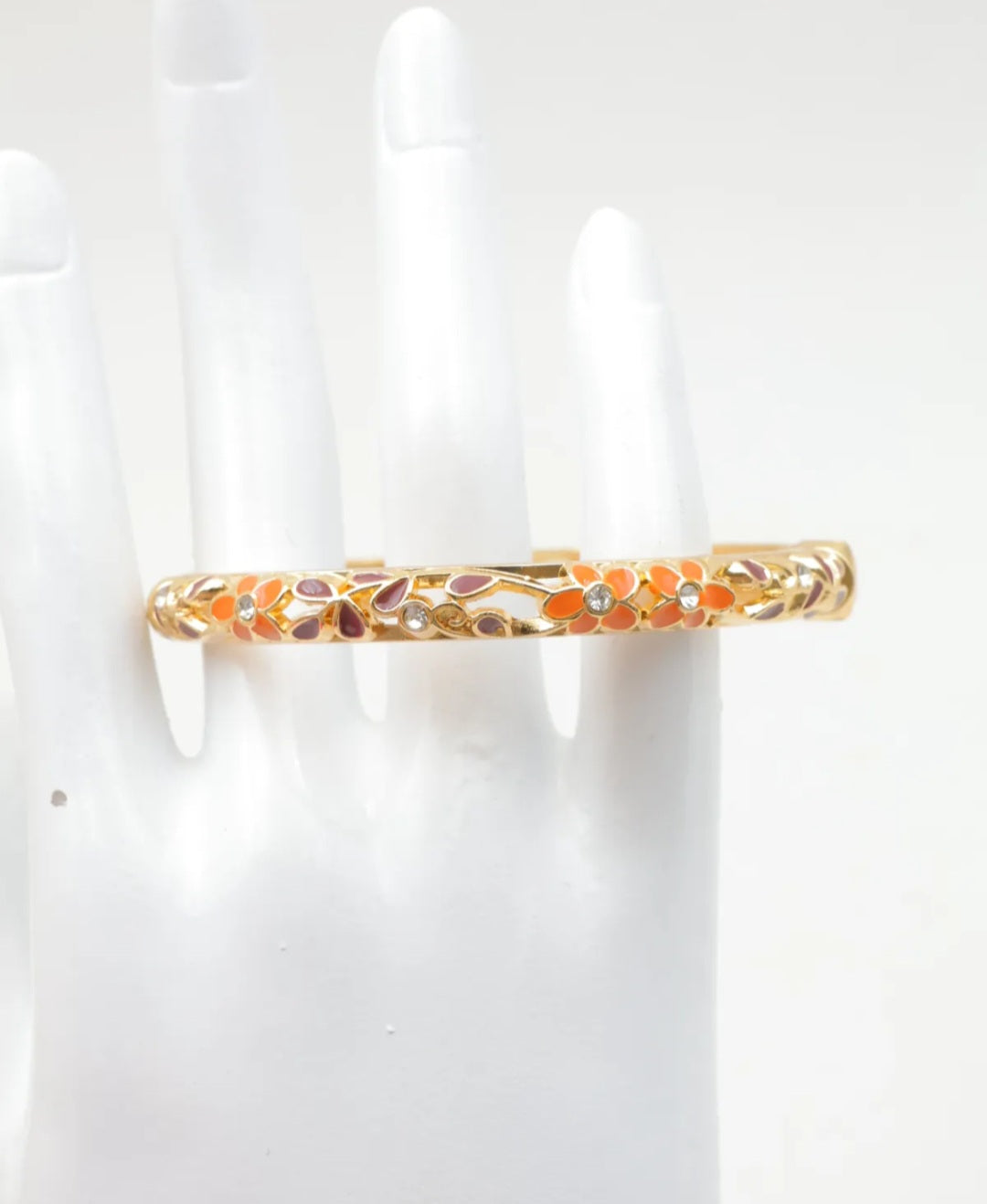 Bracelet Diana, Jonc Fleuri Strass Doré –  Couleurs au Choix | Or et Âme Bijoux