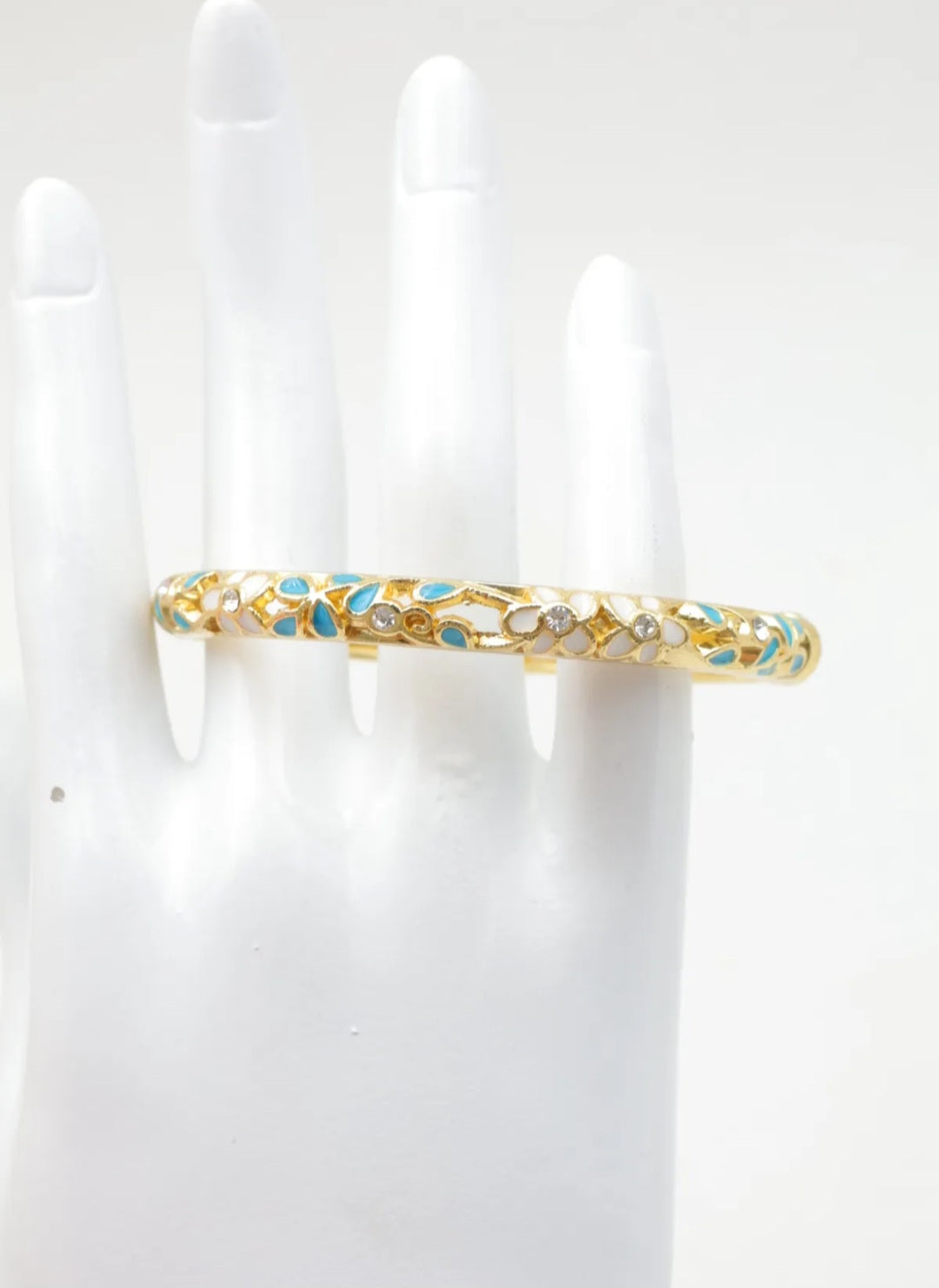 Bracelet Diana, Jonc Fleuri Strass Doré –  Couleurs au Choix | Or et Âme Bijoux