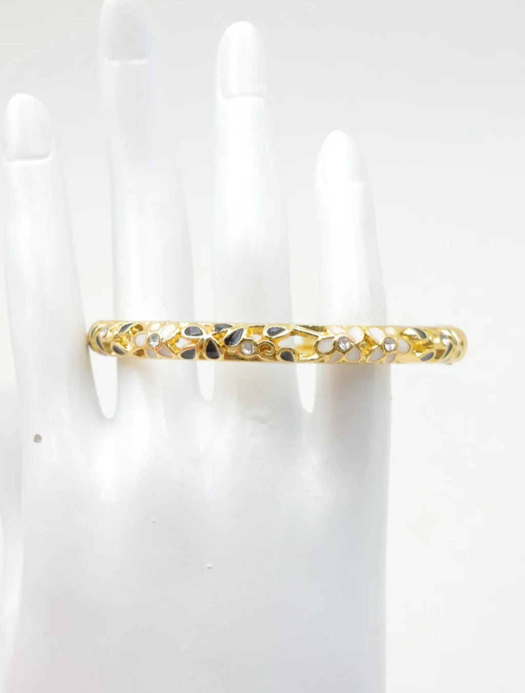 Bracelet Diana, Jonc Fleuri Strass Doré –  Couleurs au Choix | Or et Âme Bijoux