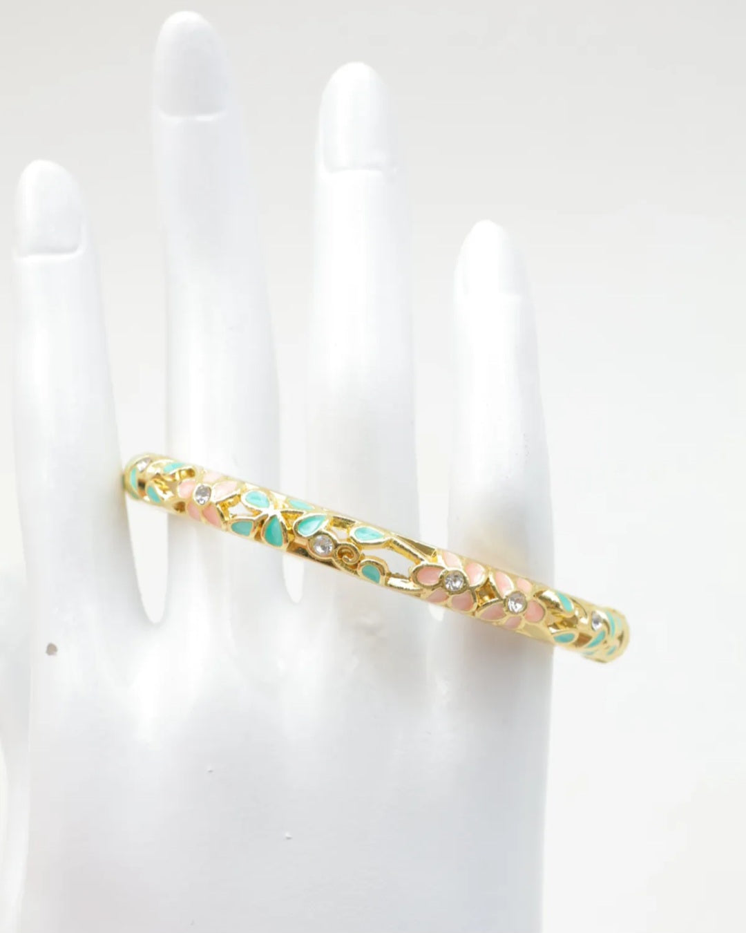 Bracelet Diana, Jonc Fleuri Strass Doré –  Couleurs au Choix | Or et Âme Bijoux