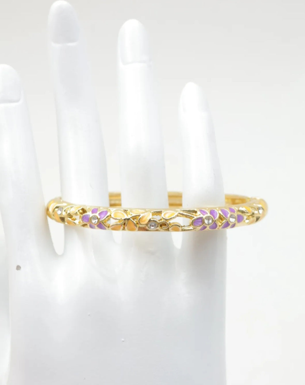 Bracelet Diana, Jonc Fleuri Strass Doré –  Couleurs au Choix | Or et Âme Bijoux