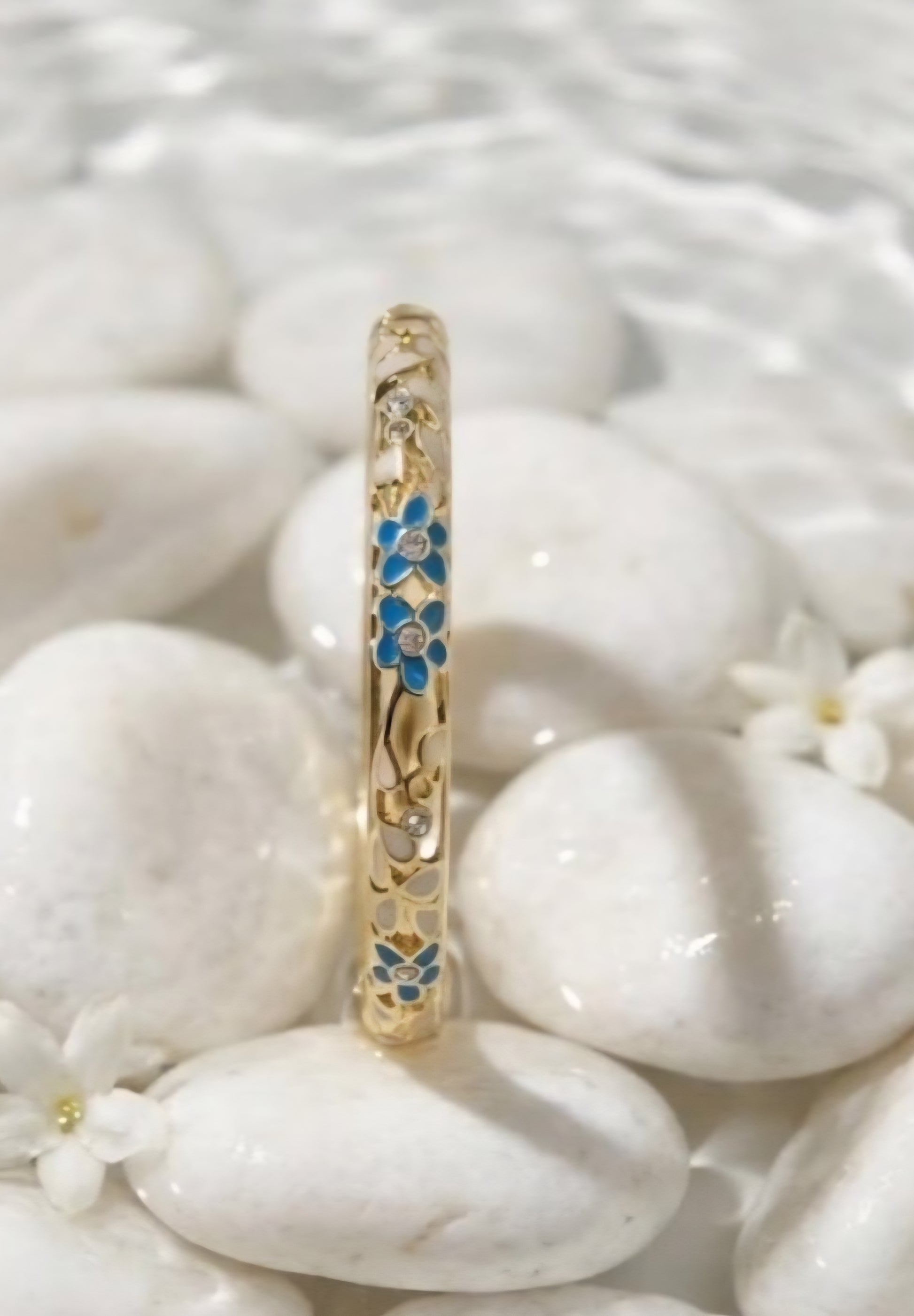 Bracelet Diana, Jonc Fleuri Strass Doré –  Couleurs au Choix | Or et Âme Bijoux