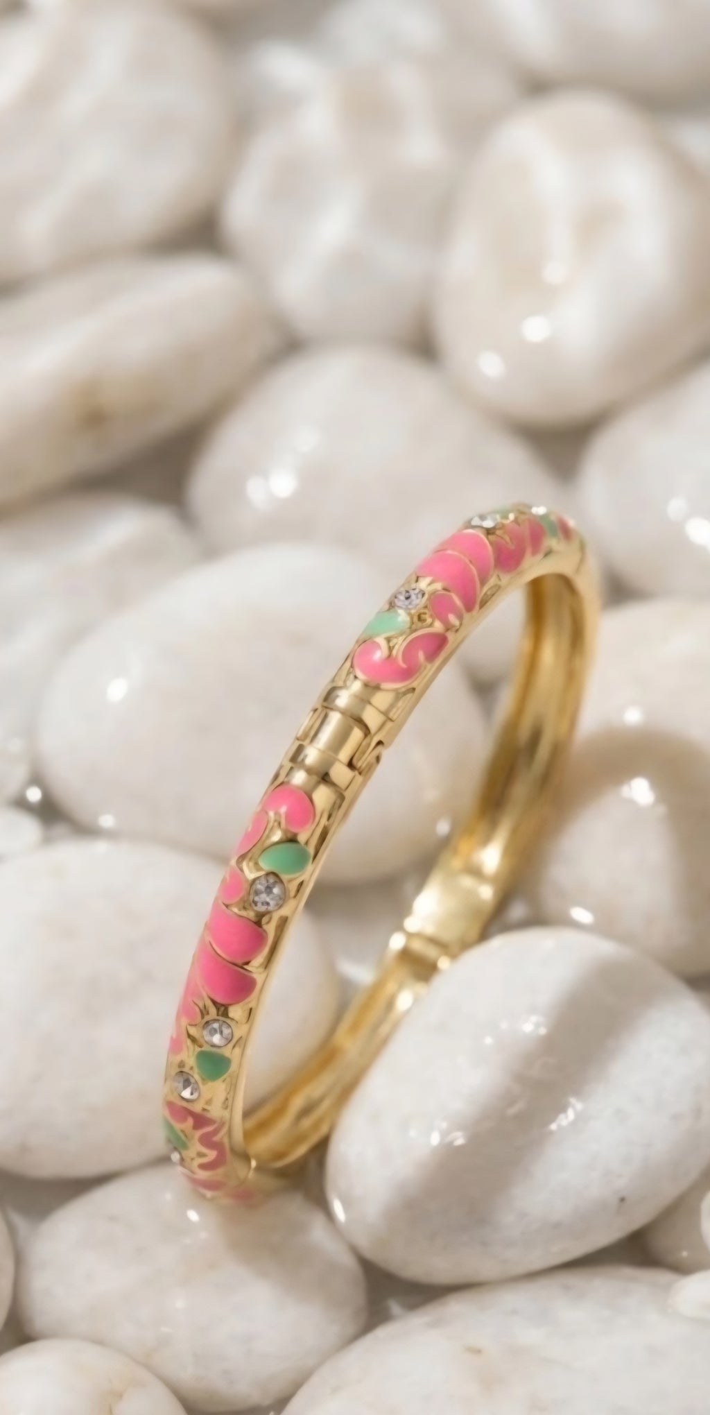 Bracelet Diana, Jonc Fleuri Strass Doré –  Couleurs au Choix | Or et Âme Bijoux