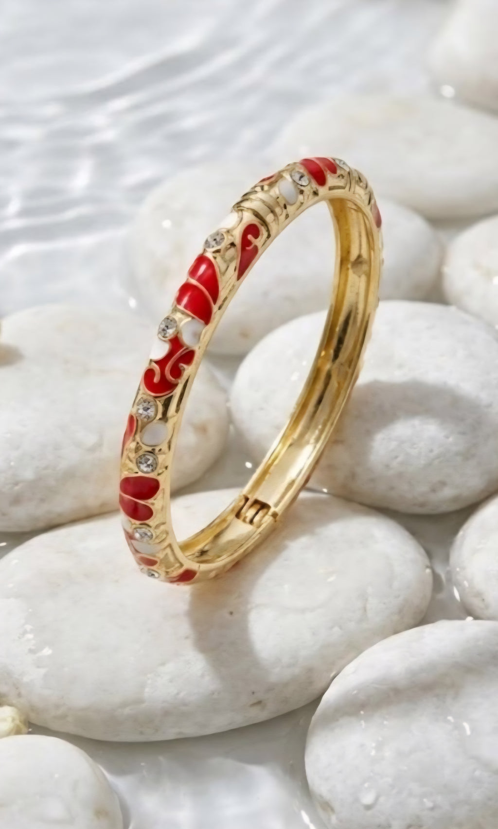Bracelet Diana, Jonc Fleuri Strass Doré –  Couleurs au Choix | Or et Âme Bijoux
