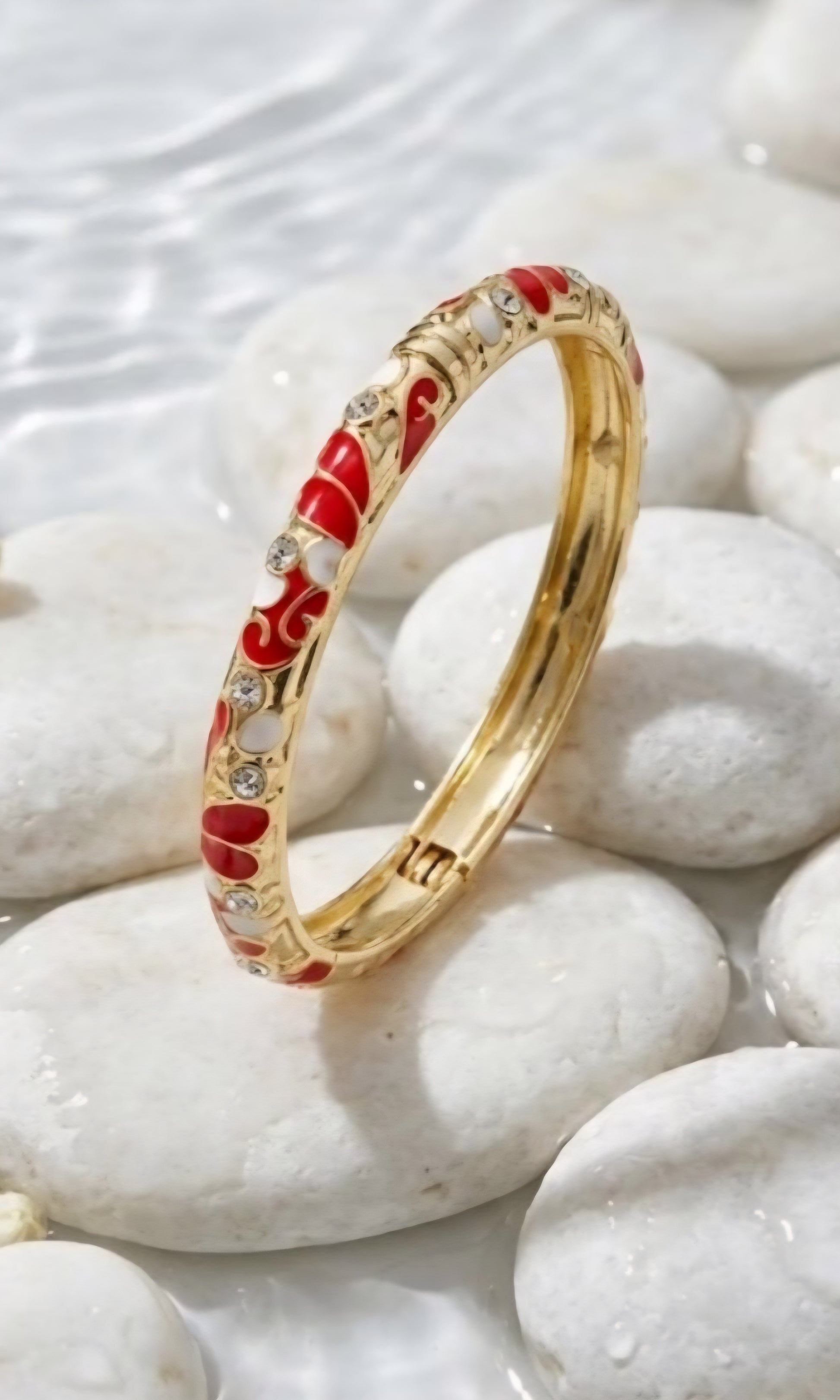 Bracelet Diana, Jonc Fleuri Strass Doré –  Couleurs au Choix | Or et Âme Bijoux