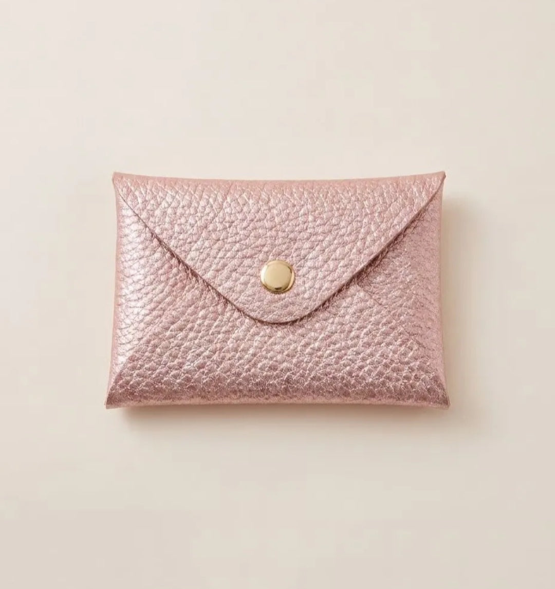 Porte-monnaie rose irisé à pression –