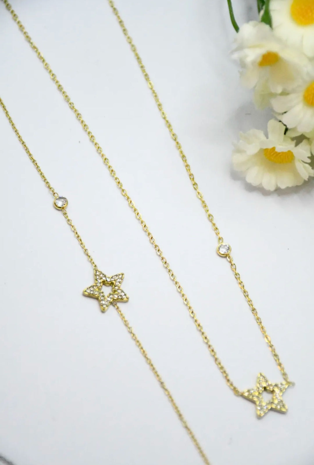 Parure RUBY dorée – Collier et bracelet étoiles en zircon