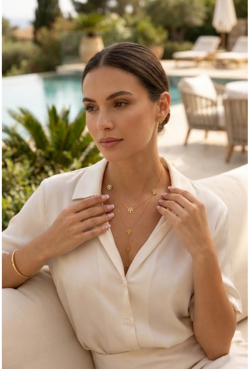 Collier Tina — Double Rang Arbre de Vie Doré