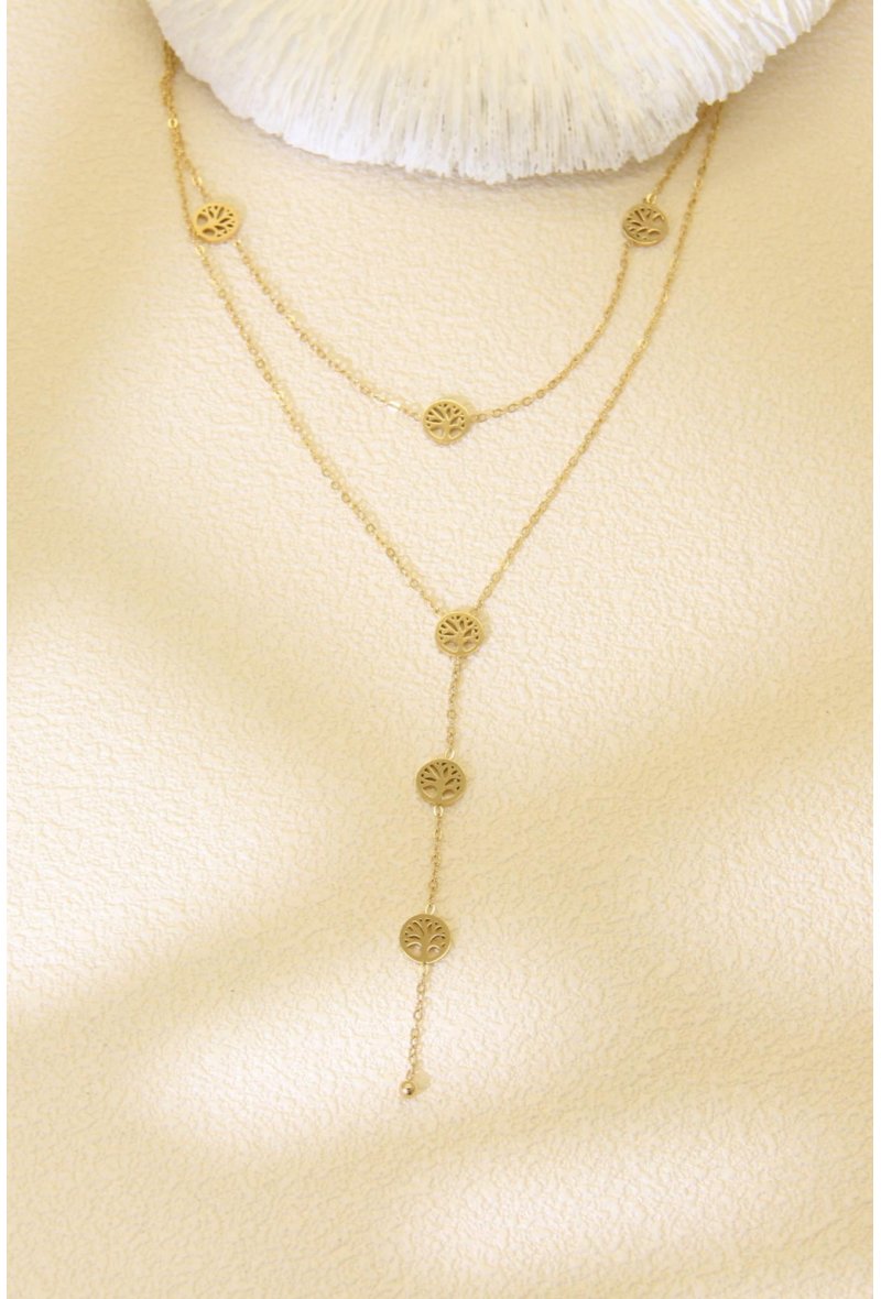 Collier Tina — Double Rang Arbre de Vie Doré