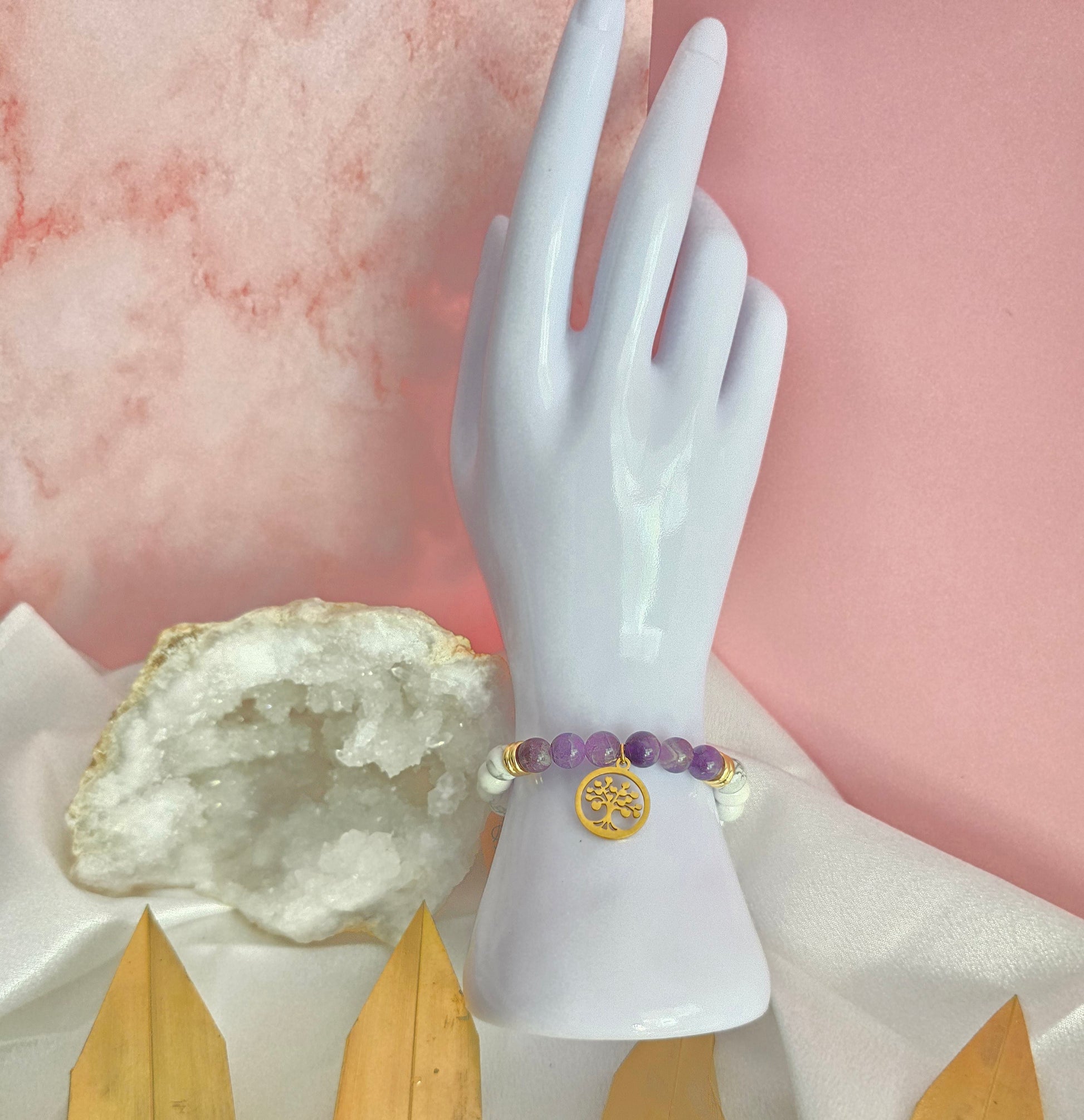 Bracelet Vénus intérieure : Améthyste et howlite