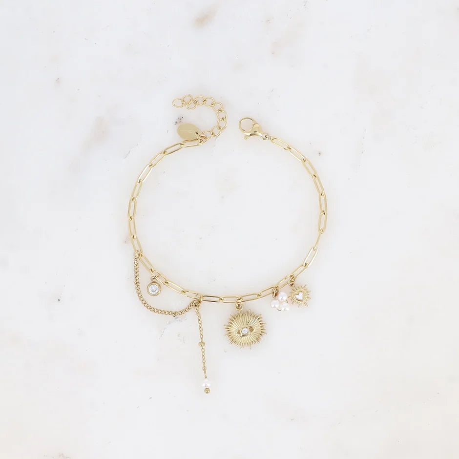 Bracelet Aïcha – Perle ou Sodalite & Pendentif Œil