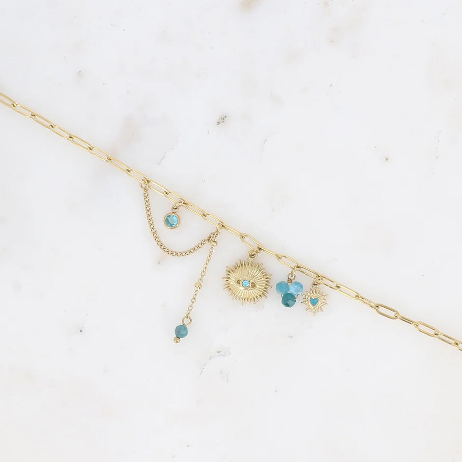 Bracelet Aïcha – Perle ou Sodalite & Pendentif Œil