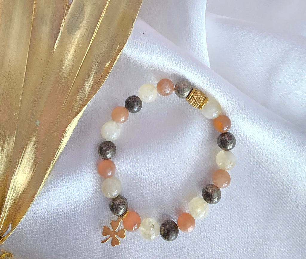 Aimant doré : Pierre du soleil, citrine et pyrite