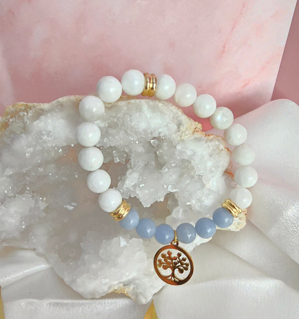 Bracelet Angélique : Péristérite et angélite
