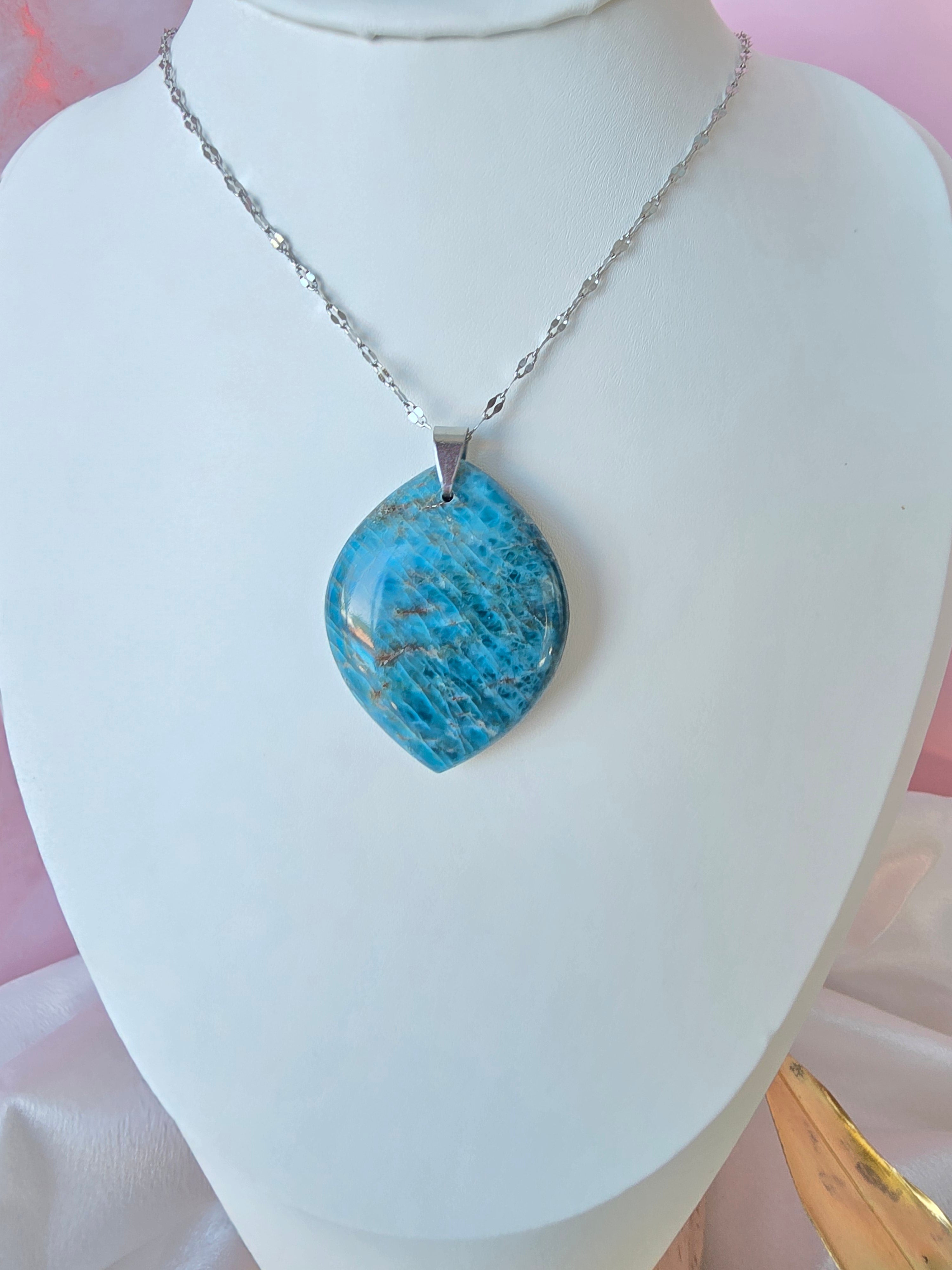 Collier Apatite Bleue AA Pierre Naturelle | Or et Ame Bijoux