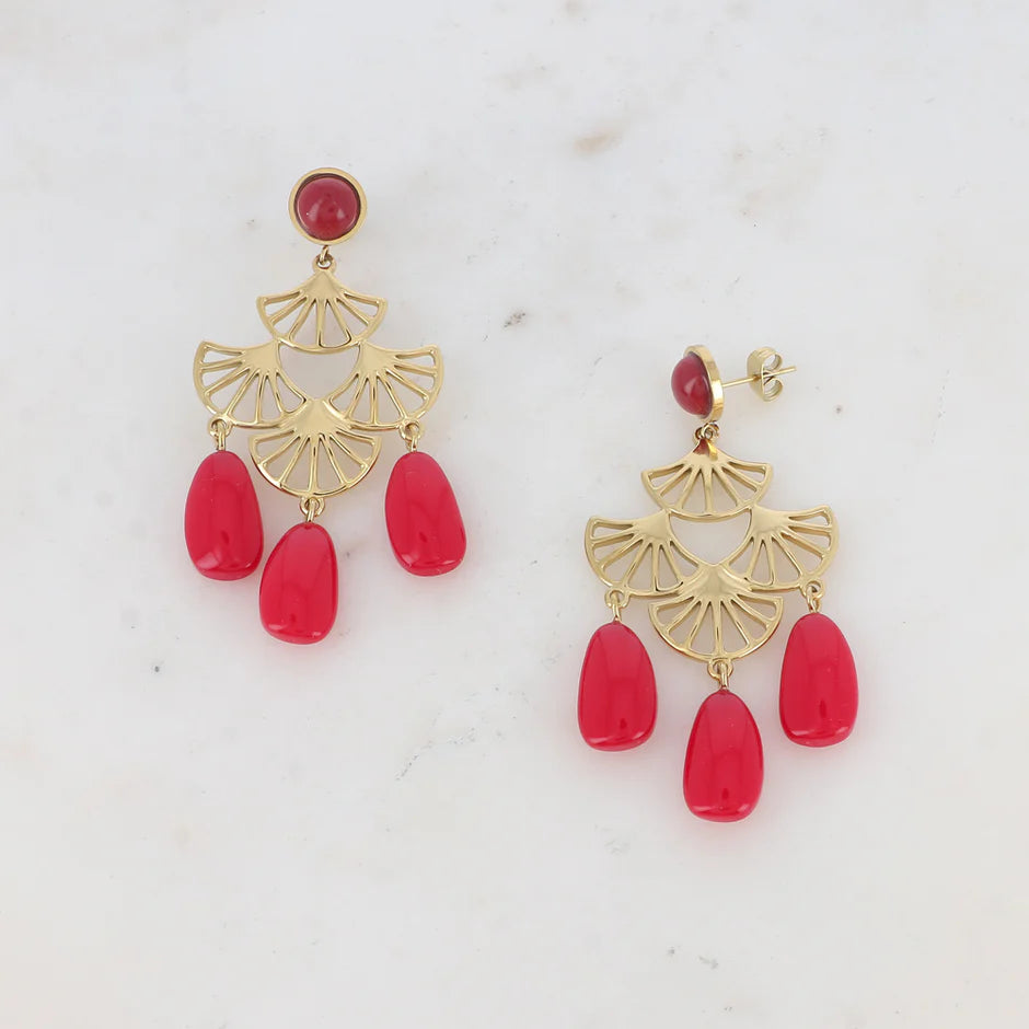 Boucles d'Oreilles Achlé – Acétate & Acier Doré